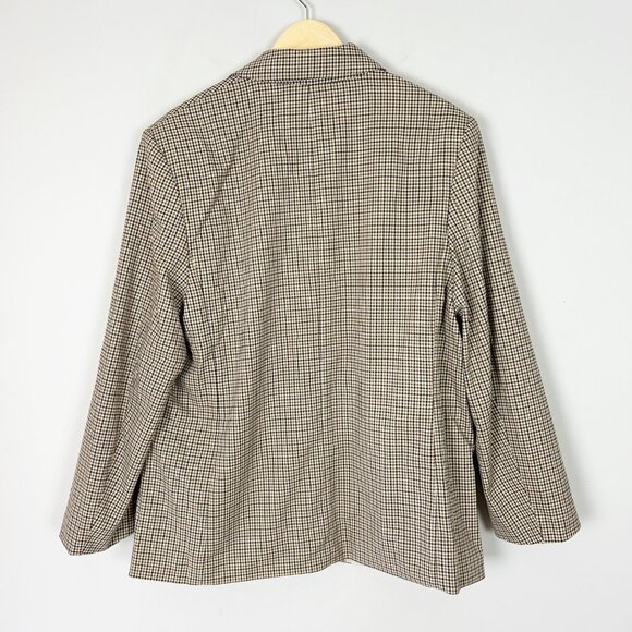 H&M Black & Brown Plaid Relaxed Blazer Jacket Career Fall Classic Size Large Wom - Picture 3 of 4